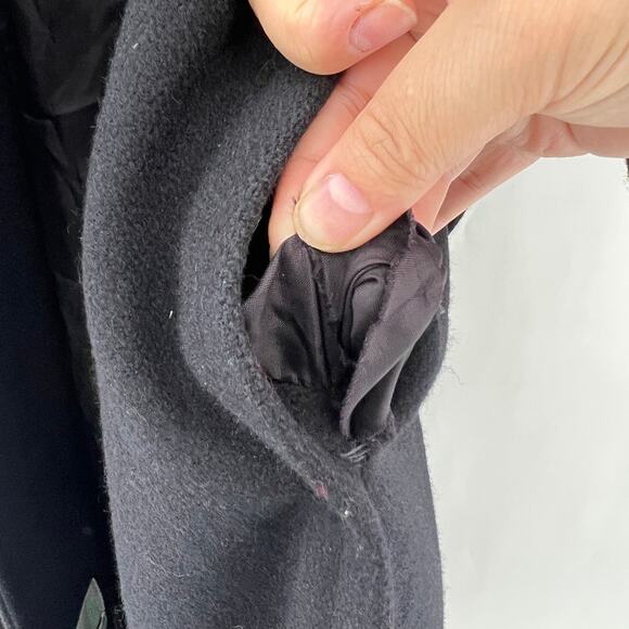 Jill Jr. MEDIUM American VINTAGE 70s Black Wool Blend Opera Over Trench Coat - Picture 9 of 12